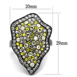 IP Light Black  (IP Gun) Stainless Steel Ring with Top Grade Crystal  in Multi Color