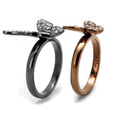 IP Light Black & IP Light coffee Stainless Steel Ring with Top Grade Crystal  in Clear