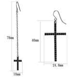 IP Light Black  (IP Gun) Stainless Steel Earrings with Top Grade Crystal  in Jet