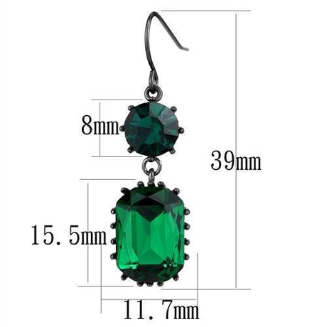 IP Dark Brown (IP coffee) Stainless Steel Earrings with Top Grade Crystal  in Emerald