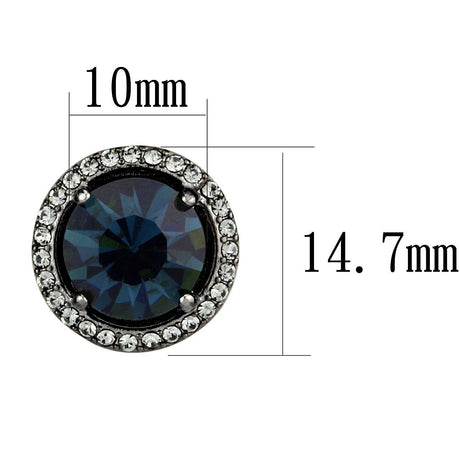 IP Light Black  (IP Gun) Stainless Steel Earrings with Top Grade Crystal  in Montana