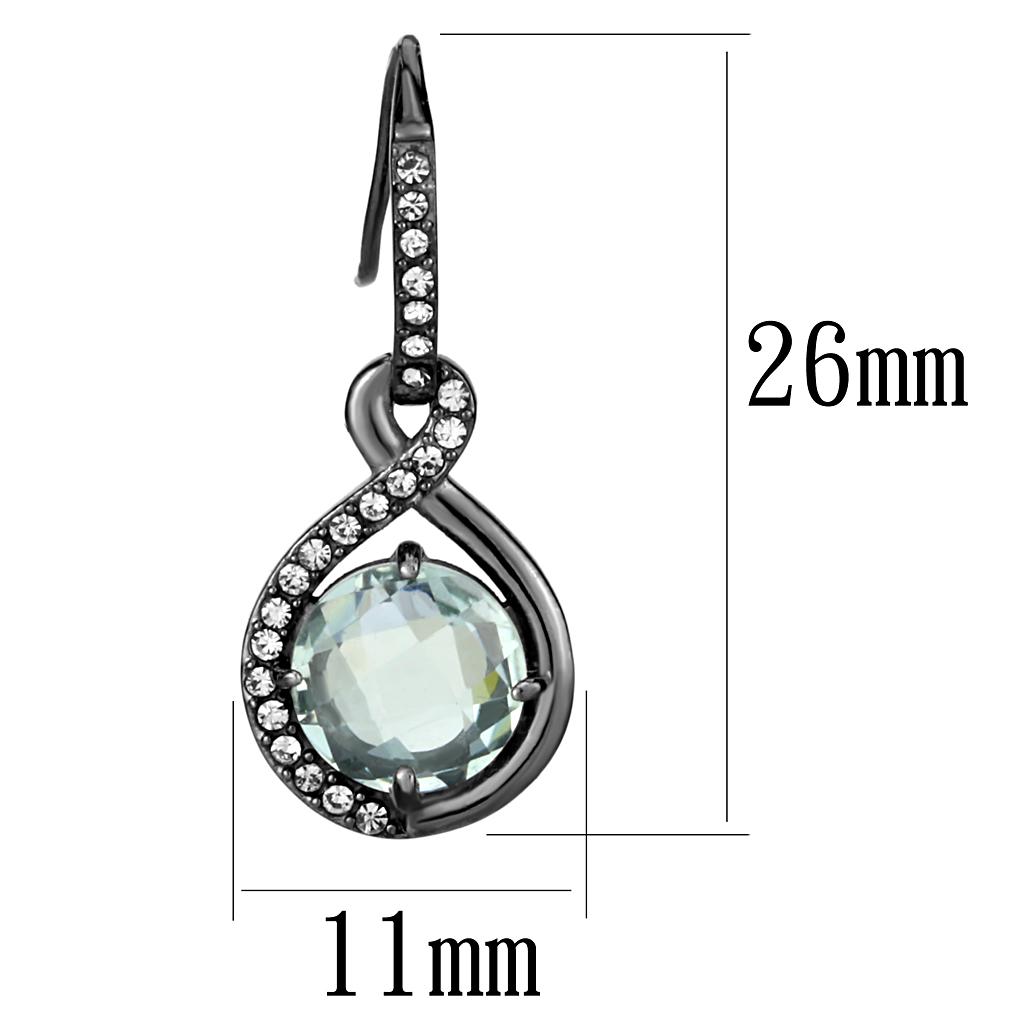IP Light Black  (IP Gun) Stainless Steel Earrings with Semi-Precious Amethyst Crystal in Emerald