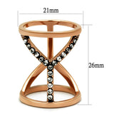 IP Rose Gold(Ion Plating) Stainless Steel Ring with Top Grade Crystal  in Clear