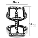 IP Light Black  (IP Gun) Stainless Steel Ring with AAA Grade CZ  in Clear