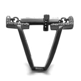 IP Light Black  (IP Gun) Stainless Steel Ring with AAA Grade CZ  in Clear