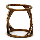 IP Coffee light Stainless Steel Ring with Top Grade Crystal  in Light Peach