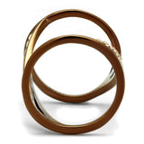 IP Coffee light Stainless Steel Ring with Top Grade Crystal  in Light Peach