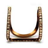 IP Coffee light Stainless Steel Ring with Top Grade Crystal  in Light Peach
