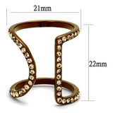 IP Coffee light Stainless Steel Ring with Top Grade Crystal  in Light Peach