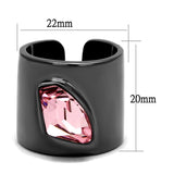 IP Light Black  (IP Gun) Stainless Steel Ring with Top Grade Crystal  in Light Rose