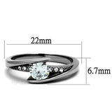 High polished (no plating) Stainless Steel Ring with AAA Grade CZ  in Clear