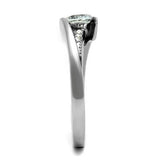 High polished (no plating) Stainless Steel Ring with AAA Grade CZ  in Clear