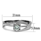 High polished (no plating) Stainless Steel Ring with AAA Grade CZ  in Clear