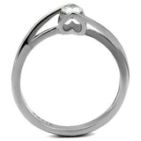 High polished (no plating) Stainless Steel Ring with AAA Grade CZ  in Clear