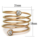 IP Rose Gold(Ion Plating) Stainless Steel Ring with AAA Grade CZ  in Clear
