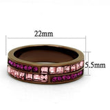 IP Coffee light Stainless Steel Ring with Top Grade Crystal  in Multi Color