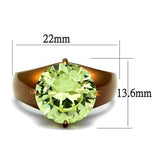 IP Coffee light Stainless Steel Ring with AAA Grade CZ  in Apple Green color