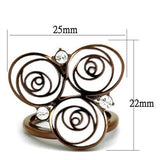 IP Coffee light Stainless Steel Ring with Top Grade Crystal  in Clear