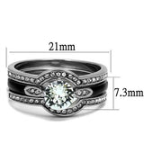 High polished (no plating) Stainless Steel Ring with Top Grade Crystal  in Clear