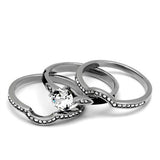 High polished (no plating) Stainless Steel Ring with Top Grade Crystal  in Clear