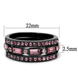 IP Light Black  (IP Gun) Stainless Steel Ring with Top Grade Crystal  in Multi Color