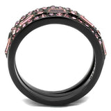 IP Light Black  (IP Gun) Stainless Steel Ring with Top Grade Crystal  in Multi Color