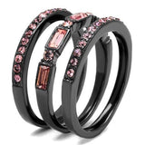 IP Light Black  (IP Gun) Stainless Steel Ring with Top Grade Crystal  in Multi Color