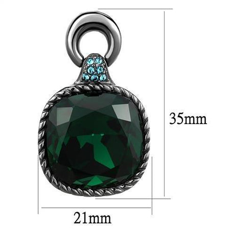 IP Light Black  (IP Gun) Stainless Steel Earrings with Top Grade Crystal  in Emerald