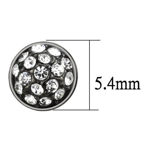 IP Light Black  (IP Gun) Stainless Steel Earrings with Top Grade Crystal  in Clear