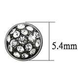 IP Light Black  (IP Gun) Stainless Steel Earrings with Top Grade Crystal  in Clear