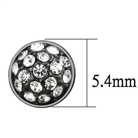IP Light Black  (IP Gun) Stainless Steel Earrings with Top Grade Crystal  in Clear