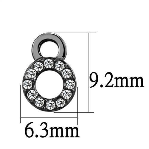IP Light Black  (IP Gun) Stainless Steel Earrings with Top Grade Crystal  in Clear