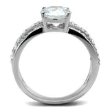 High polished (no plating) Stainless Steel Ring with AAA Grade CZ  in Clear