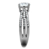 High polished (no plating) Stainless Steel Ring with AAA Grade CZ  in Clear