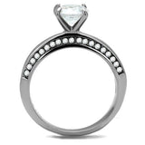 High polished (no plating) Stainless Steel Ring with AAA Grade CZ  in Clear