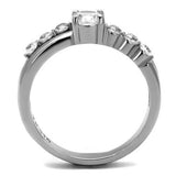 High polished (no plating) Stainless Steel Ring with AAA Grade CZ  in Clear