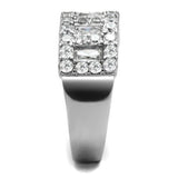 High polished (no plating) Stainless Steel Ring with AAA Grade CZ  in Clear