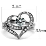 High polished (no plating) Stainless Steel Ring with AAA Grade CZ  in Clear