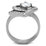 High polished (no plating) Stainless Steel Ring with AAA Grade CZ  in Clear
