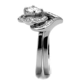 High polished (no plating) Stainless Steel Ring with AAA Grade CZ  in Clear