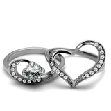 High polished (no plating) Stainless Steel Ring with AAA Grade CZ  in Clear