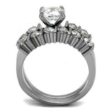 High polished (no plating) Stainless Steel Ring with AAA Grade CZ  in Clear