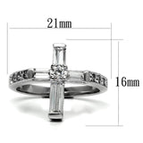 High polished (no plating) Stainless Steel Ring with AAA Grade CZ  in Clear