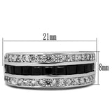 High polished (no plating) Stainless Steel Ring with AAA Grade CZ  in Black Diamond