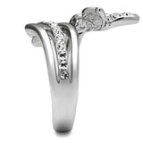 High polished (no plating) Stainless Steel Ring with AAA Grade CZ  in Clear