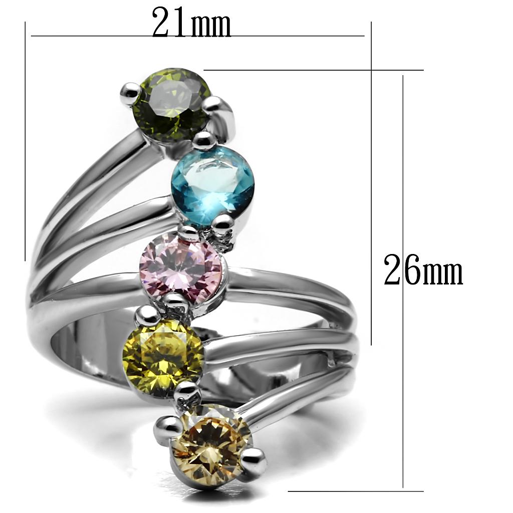Stainless Steel, AAA CZ , Multi Color - TK2876