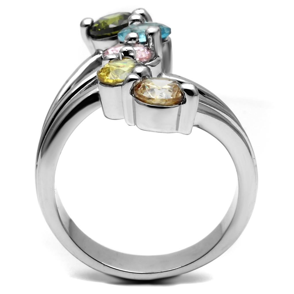 Stainless Steel, AAA CZ , Multi Color - TK2876