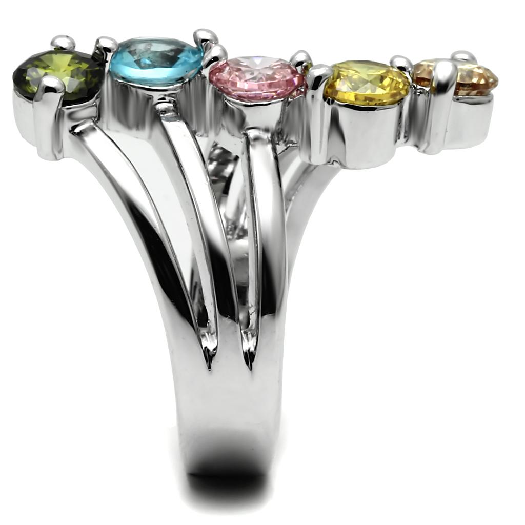Stainless Steel, AAA CZ , Multi Color - TK2876