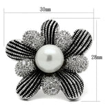 High polished (no plating) Stainless Steel Ring with Synthetic Pearl in White