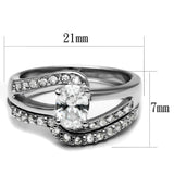 High polished (no plating) Stainless Steel Ring with AAA Grade CZ  in Clear